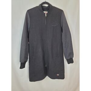 Dickies Goth Trench Peacoat Wool Blend Slim Fit Zippered Womens Black Charcoal L